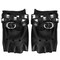 Fingerless Faux Leather Gloves - Black Biker Punk Gloves with Belt Up Closure and Rivet Design for Women and Kids